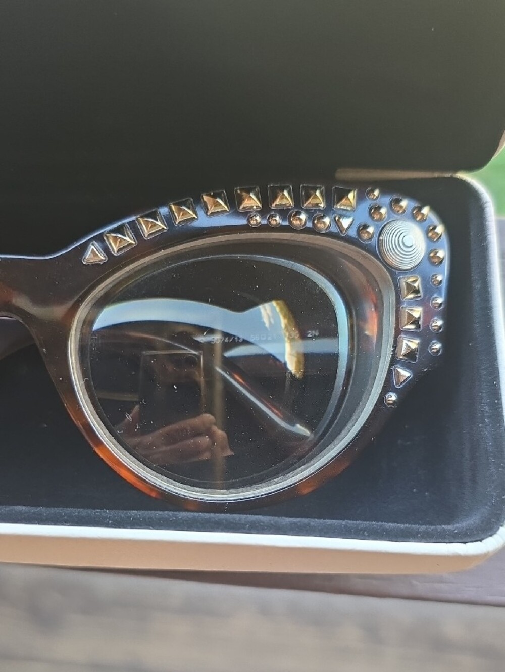 Versace Tortoiseshell Cat-Eye Glasses with Gold Studs - Picture 4 of 4